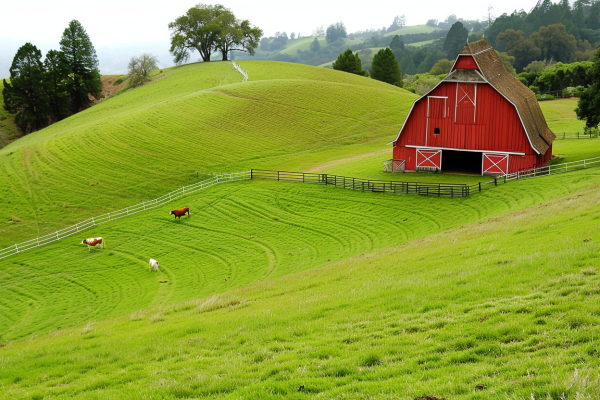 Quaint Red Barn in a Sea of Green