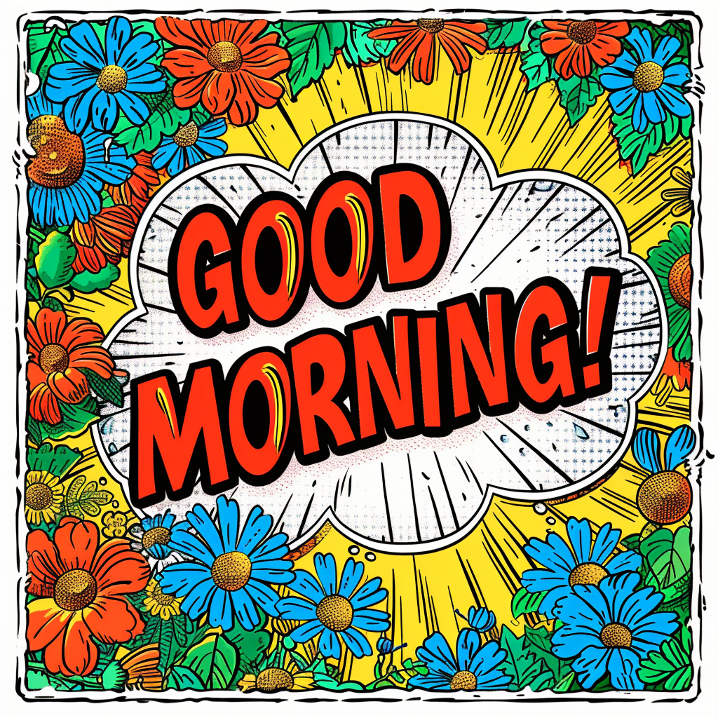 Write the words GOOD MORNING logo in comic book