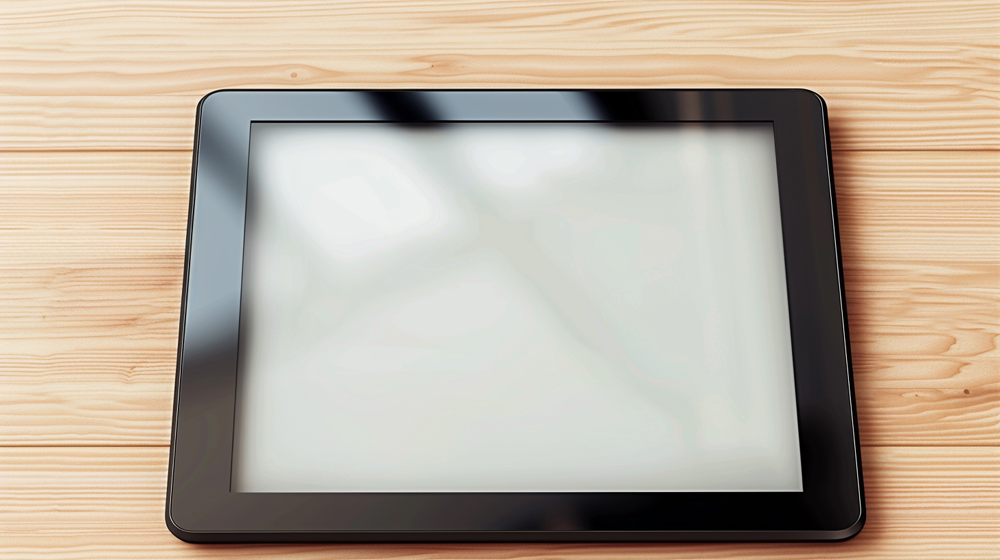 Blank Tablet with Wood Background