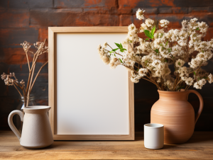 Blank Framed Photo Mockup on Wall