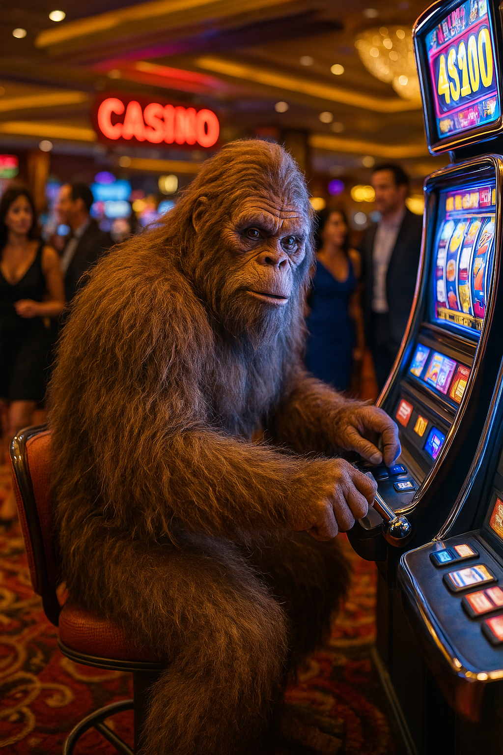 Bigfoot Spotted in a Casino AI Generated Stock Image