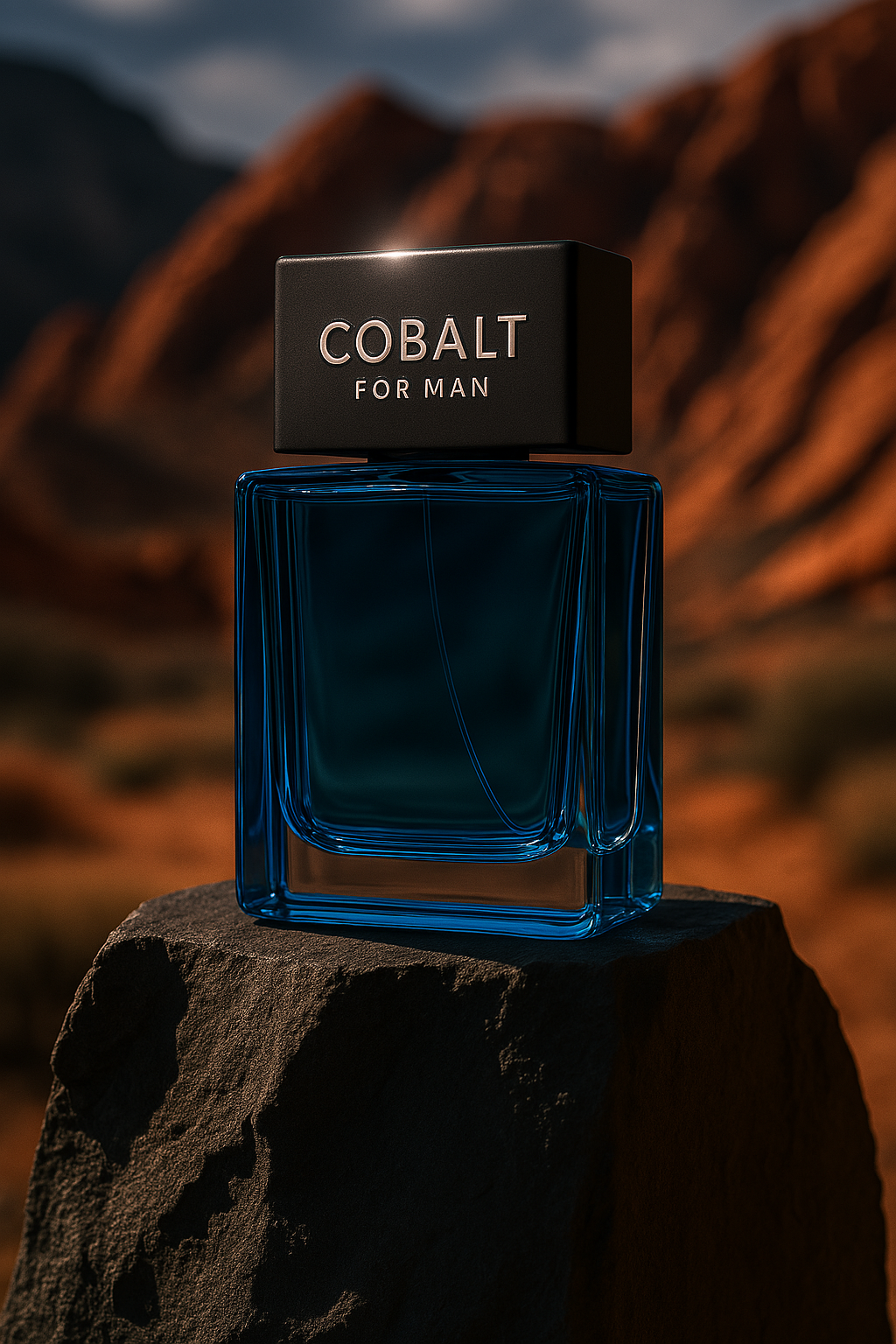 Cobalt Men’s Fragrance AI Generated Stock Image
