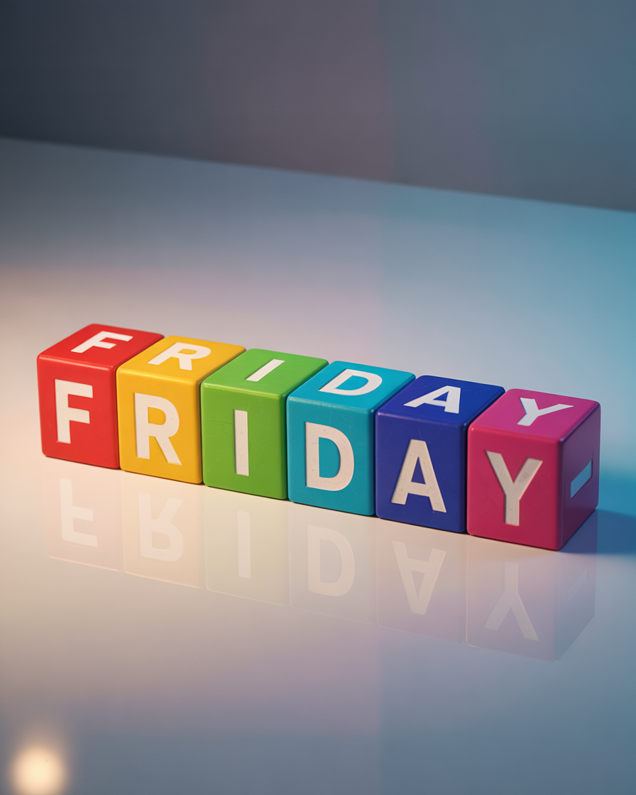 Colorful Friday Blocks AI Generated Stock Image