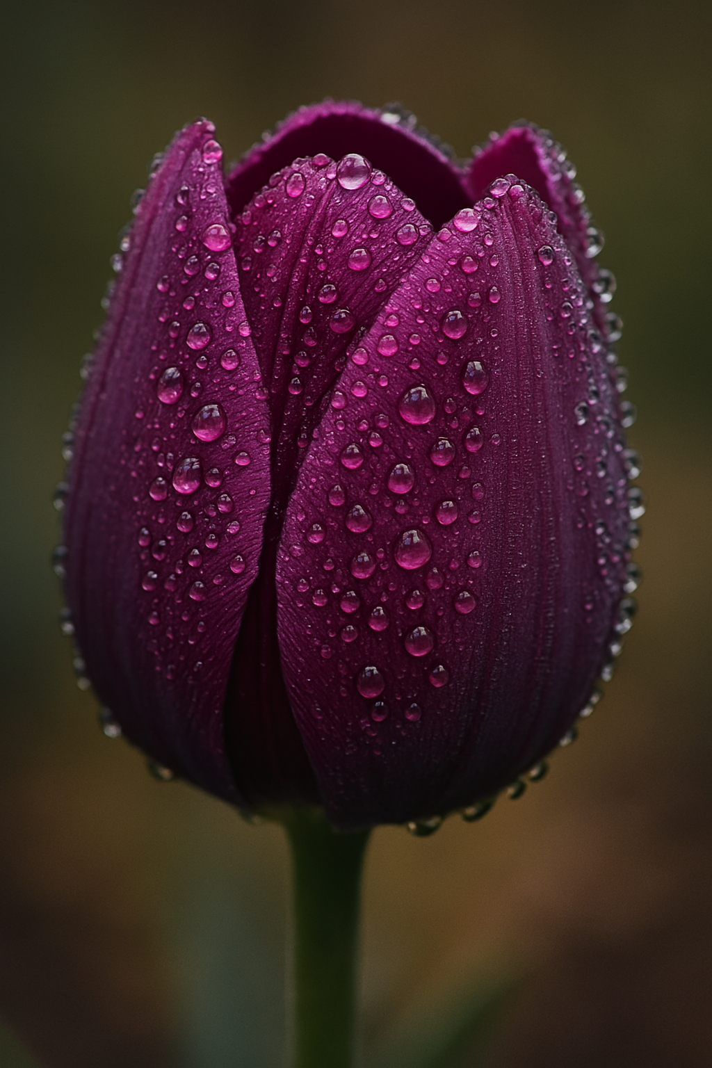 Dew of Purple Tulip – AI Generated Stock Image