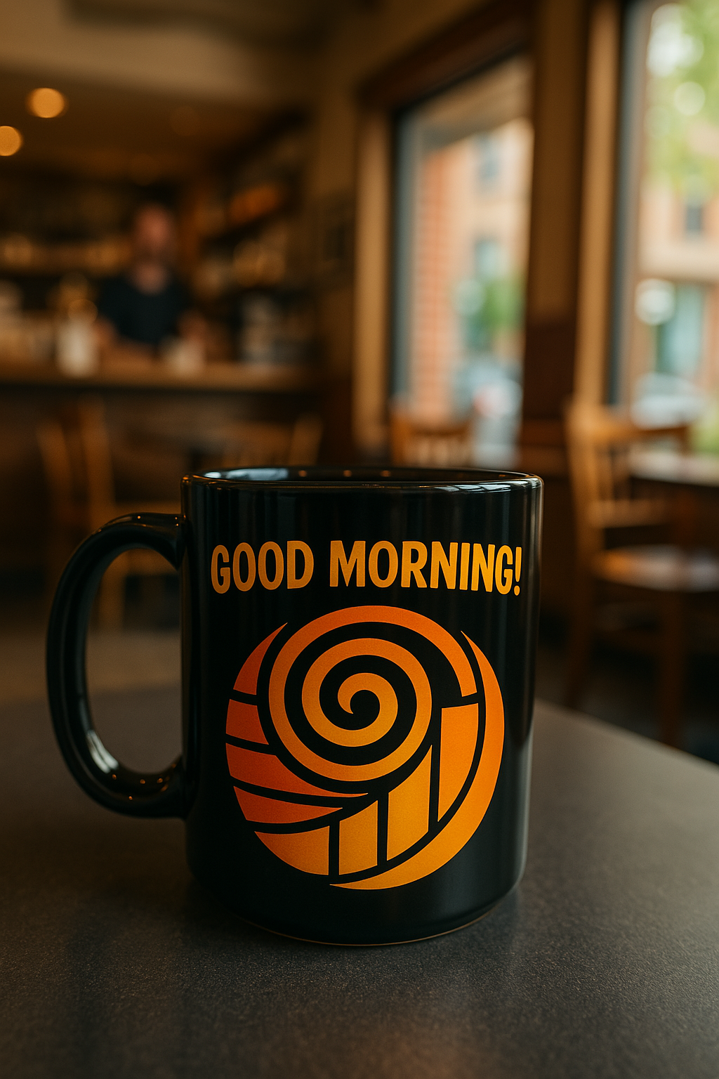 Good Morning Black Coffee Mug AI Generated Stock Image