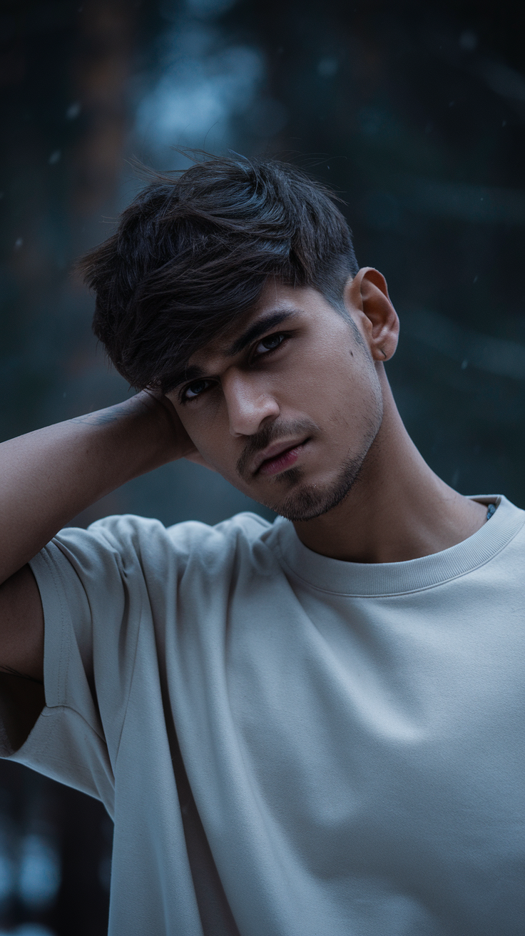 Male Model in White T-shirt – AI Generated Stock Image