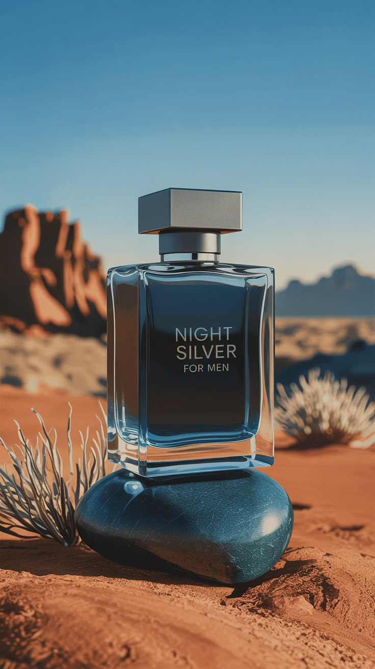Night Silver for Men Fragrance AI Generated Stock Image