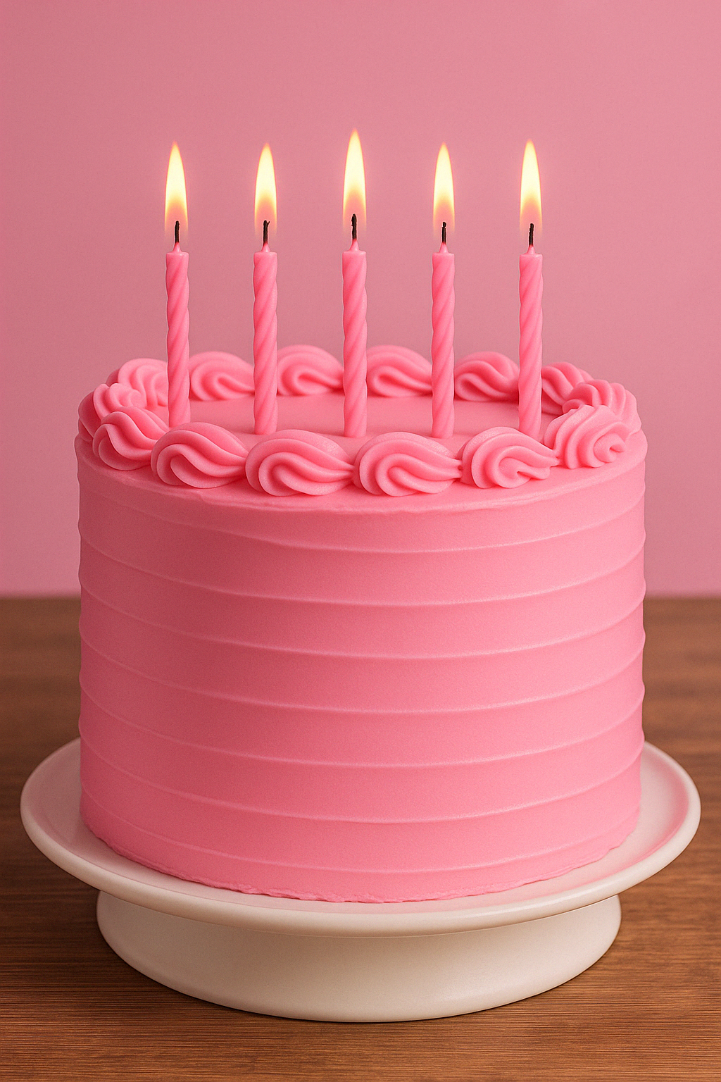 Pink Birthday Cake with 5 Candles