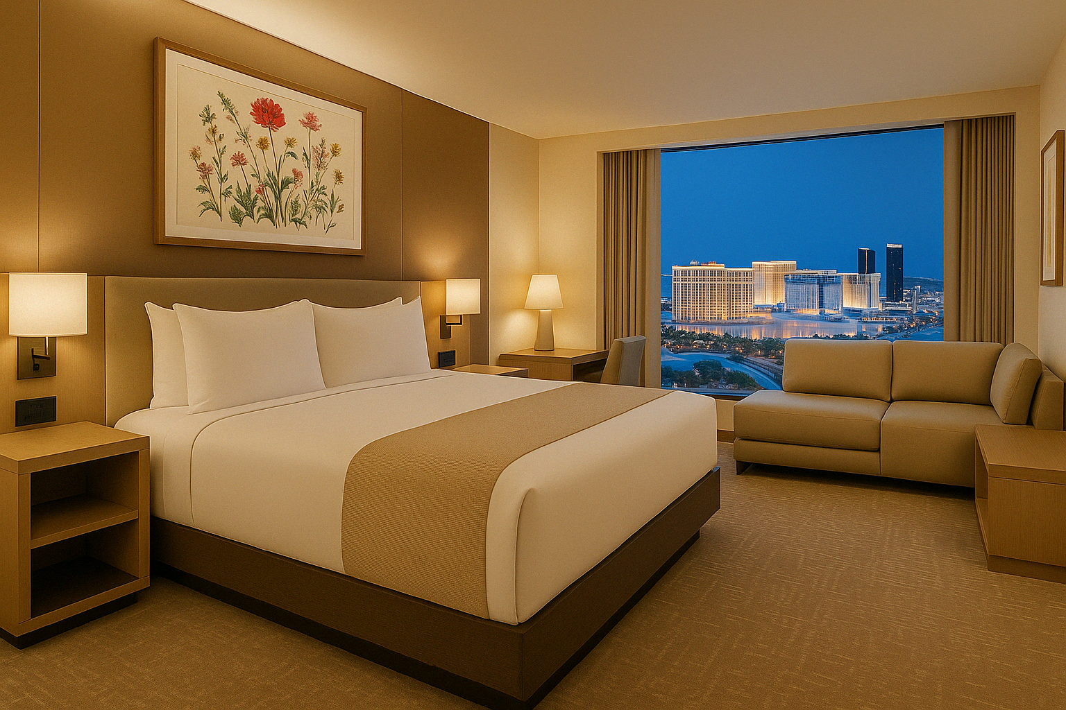 Vegas Hotel Room with Strip View