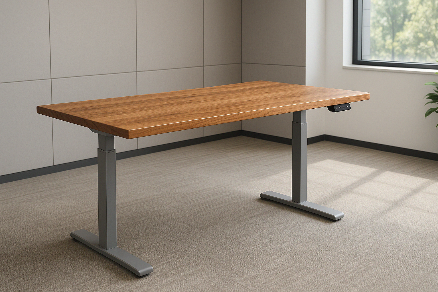Wood Top Standup Desk in Empty Room